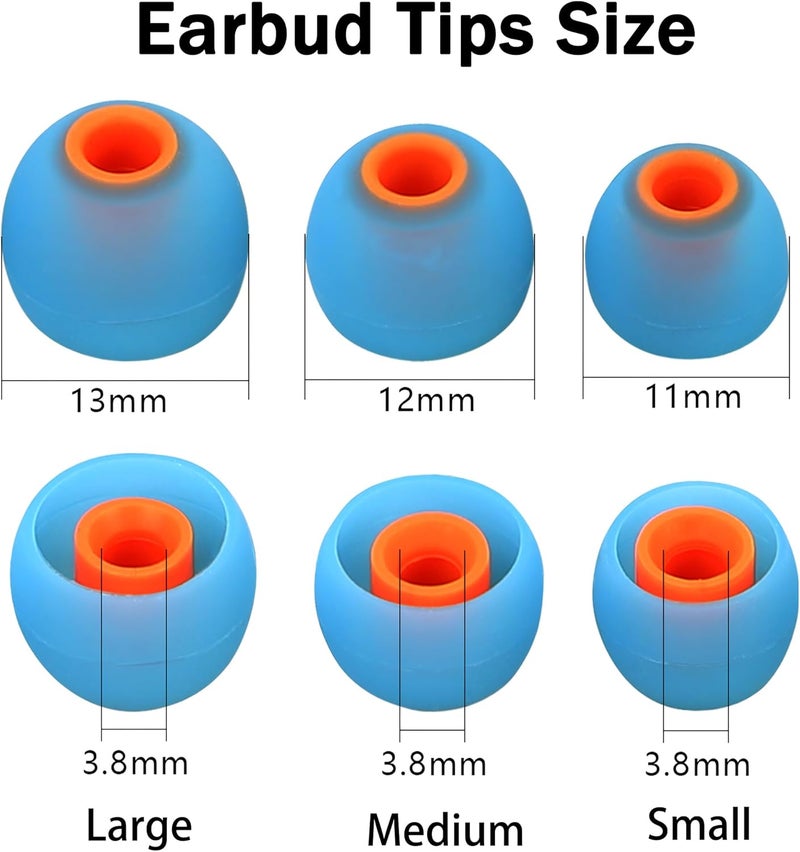 AQIMY Silicone Earbud Replacement Tips for Most In-Ear Earbuds (Inner Hole 3.8-5.1mm) - 9 Pairs (S, M, L) - Image 2
